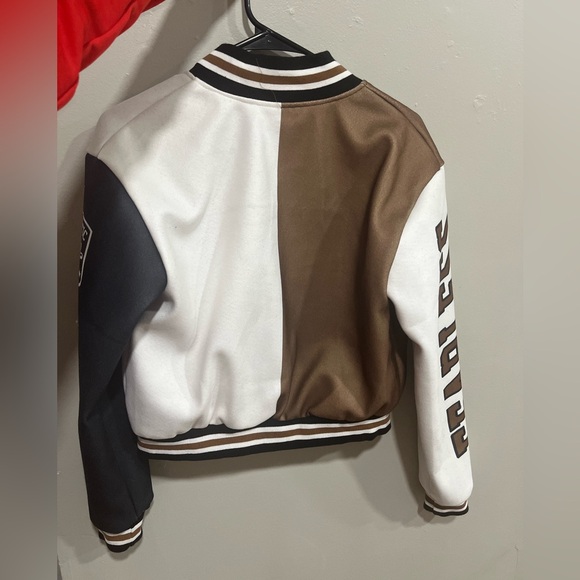 VOIKERDR Varsity Jacket Women Print Casual Jacket Cropped Jacket - Picture 2 of 2